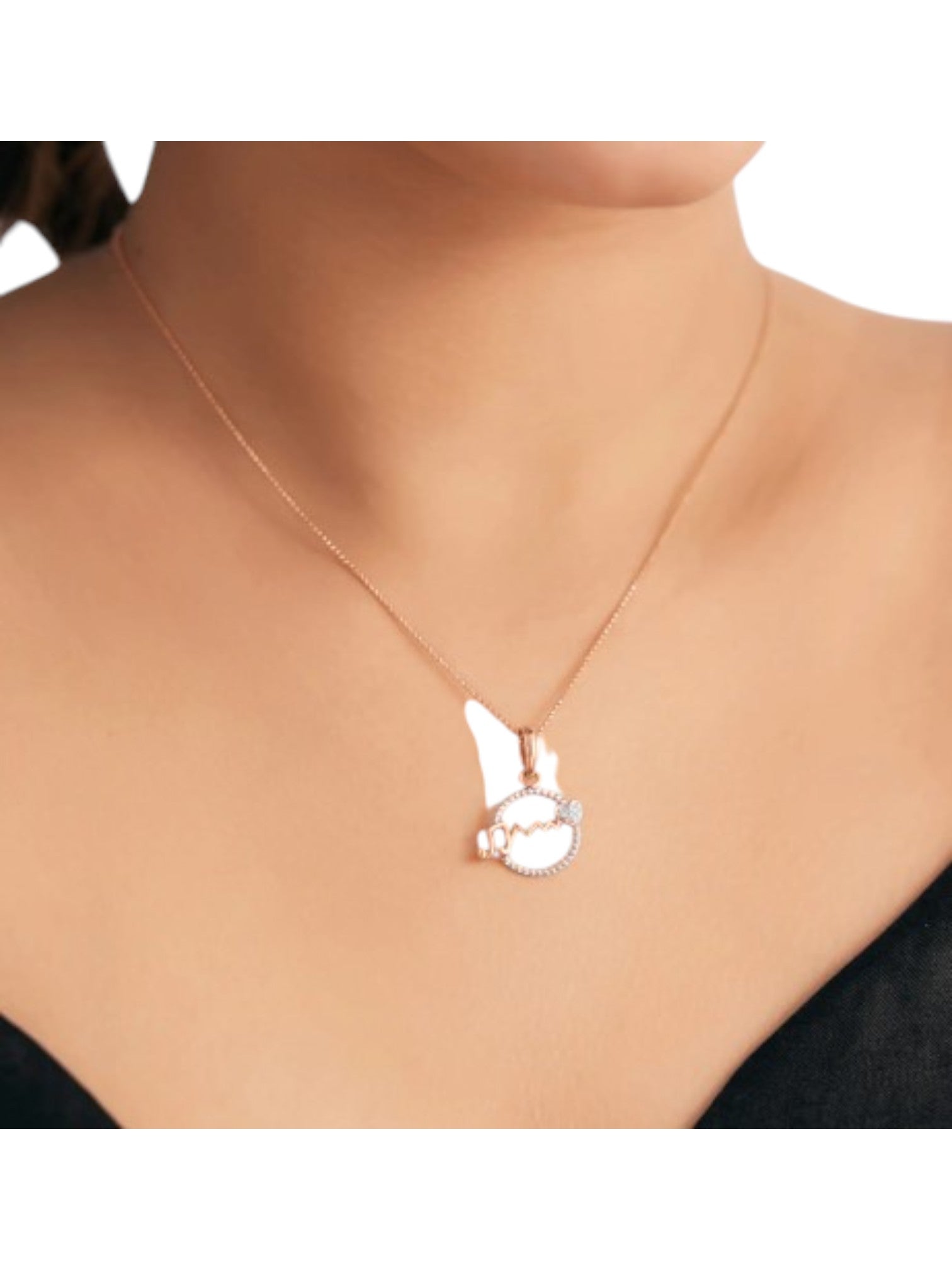 Trendy Symphony Design 925 Sterling Silver CZ Stones Rose Gold Plated Pendant With Chain For Women By Kesardeep (Copy)